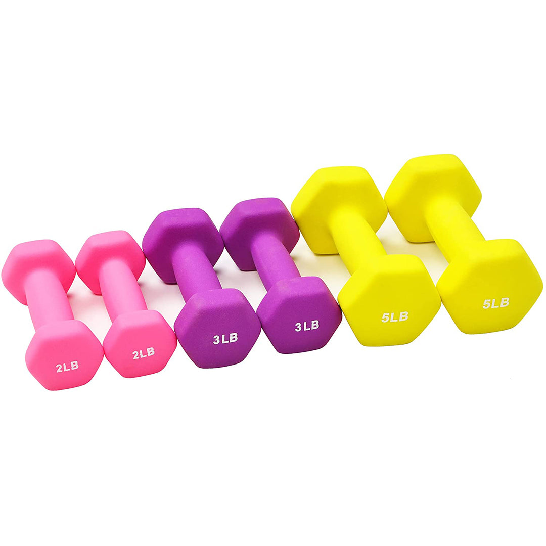 BalanceFrom Fitness 2, 3, and 5 Pound Neoprene Coated Dumbbell Set w/Stand(Used)