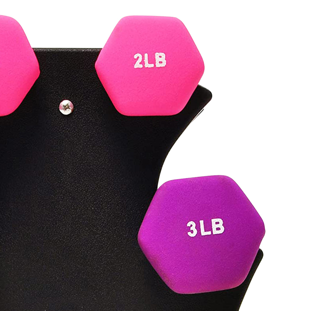 BalanceFrom Fitness 2, 3, and 5 Pound Neoprene Coated Dumbbell Set with Stand