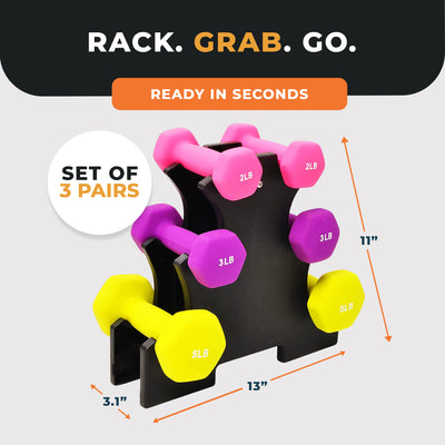 BalanceFrom Fitness 2, 3, & 5lb Neoprene Coated Dumbbell Set & Stand (Open Box)
