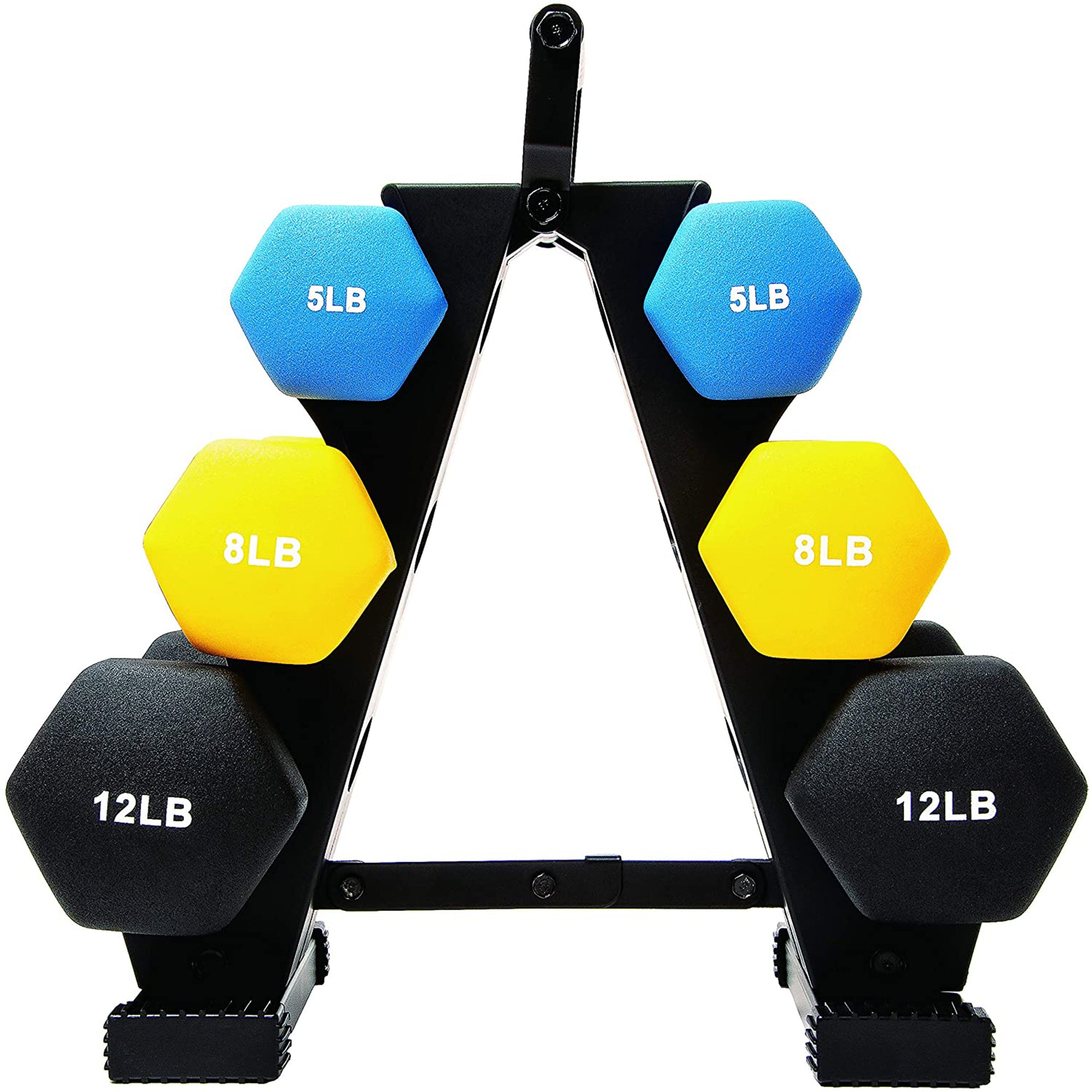 BalanceFrom Fitness 5, 8, & 12LB Neoprene Coated Dumbbell Set w/Stand (Open Box) - VMInnovations