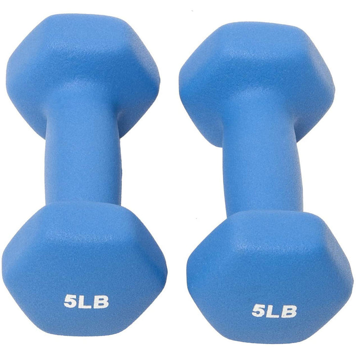 BalanceFrom Fitness 5, 8, and 12 Pound Neoprene Coated Dumbbell Set with Stand