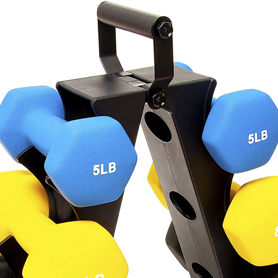 BalanceFrom Fitness 5, 8, and 12 Pound Neoprene Coated Dumbbell Set with Stand