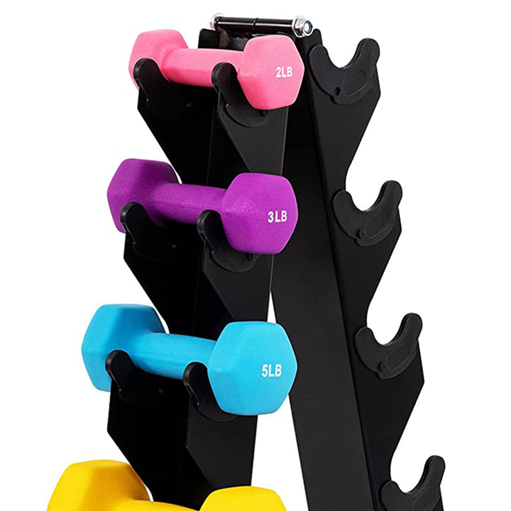 BalanceFrom Fitness 2, 3, 5, 8 & 10lb Neoprene Coated Dumbbell Set w/Rack (Used)