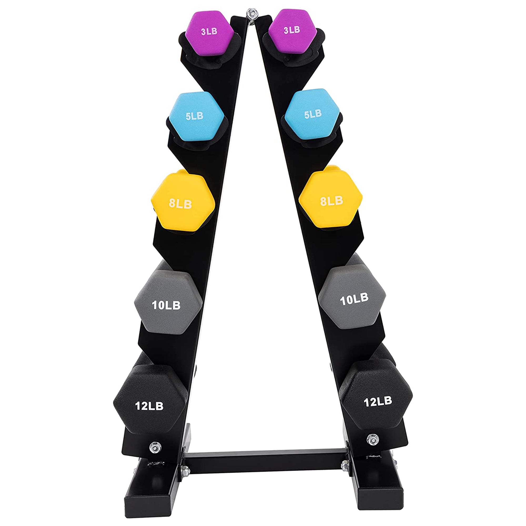 BalanceFrom Fitness 3, 5, 8, 10 & 12lb Neoprene Dumbbell Set w/Stand (Used) - VMInnovations