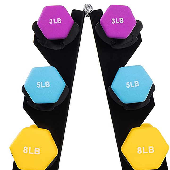 BalanceFrom Fitness 3, 5, 8, 10 & 12lb Neoprene Dumbbell Set w/Stand (Used)