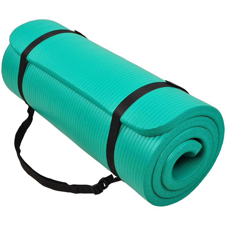 BalanceFrom Fitness GoCloud 1" Thick Exercise Mat w/Carrying Strap, Green (Used)