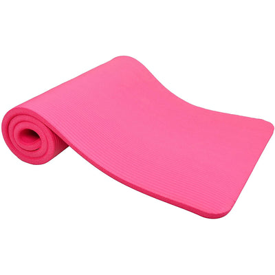 GoCloud 1" Extra Thick Exercise Yoga Mat with Carrying Strap, Pink (Open Box)