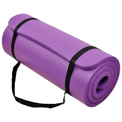 BalanceFrom Fitness GoCloud 1" Extra Thick Exercise Mat w/Strap, Purple (Used)