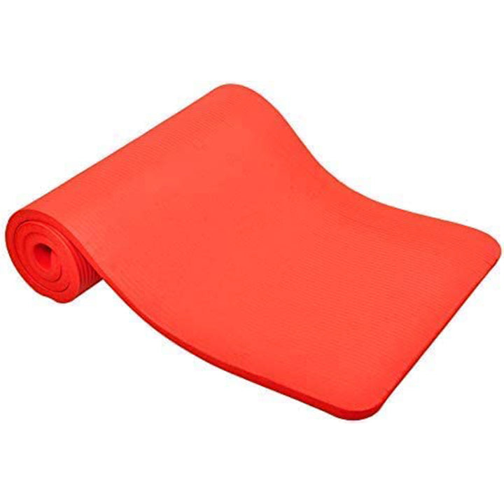 BalanceFrom Fitness 1" Extra Thick Exercise Mat w/Carrying Strap, Red(Open Box)