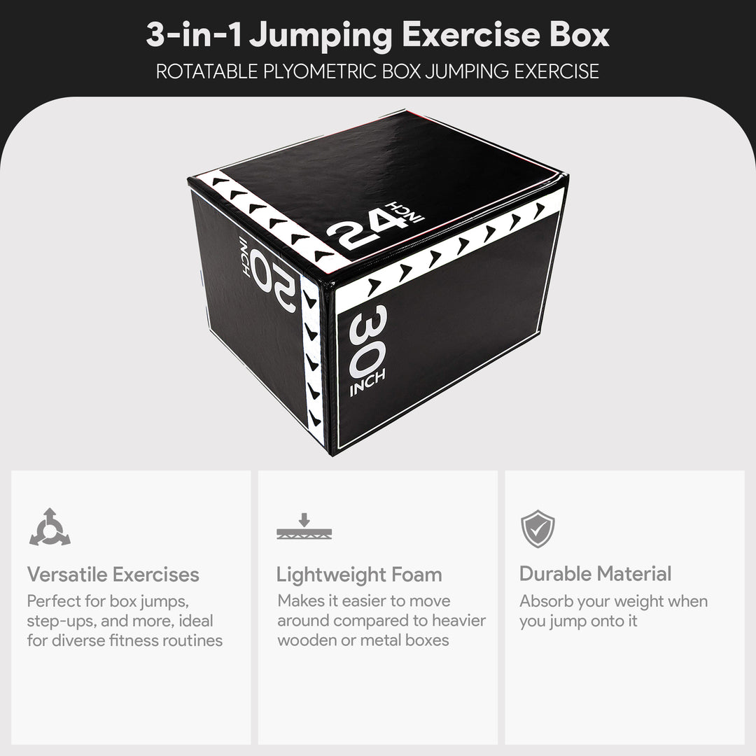 BalanceFrom Fitness 60 Pound Versatile 3-in-1 Plyometric Jumping Exercise Box - VMInnovations