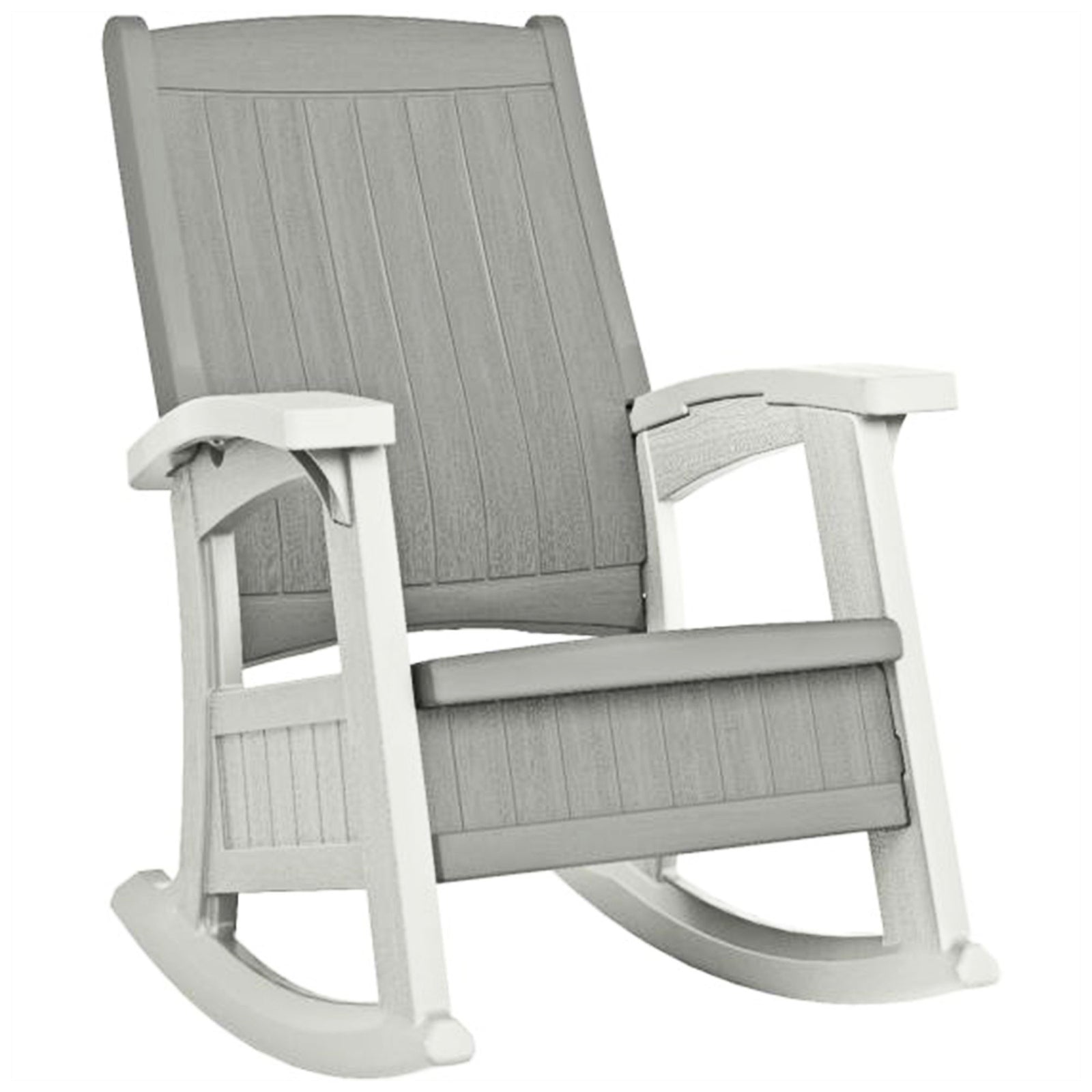 Suncast Outdoor Portable Patio/Porch Rocking Chair w/ In Seat Storage, Dove Gray - VMInnovations