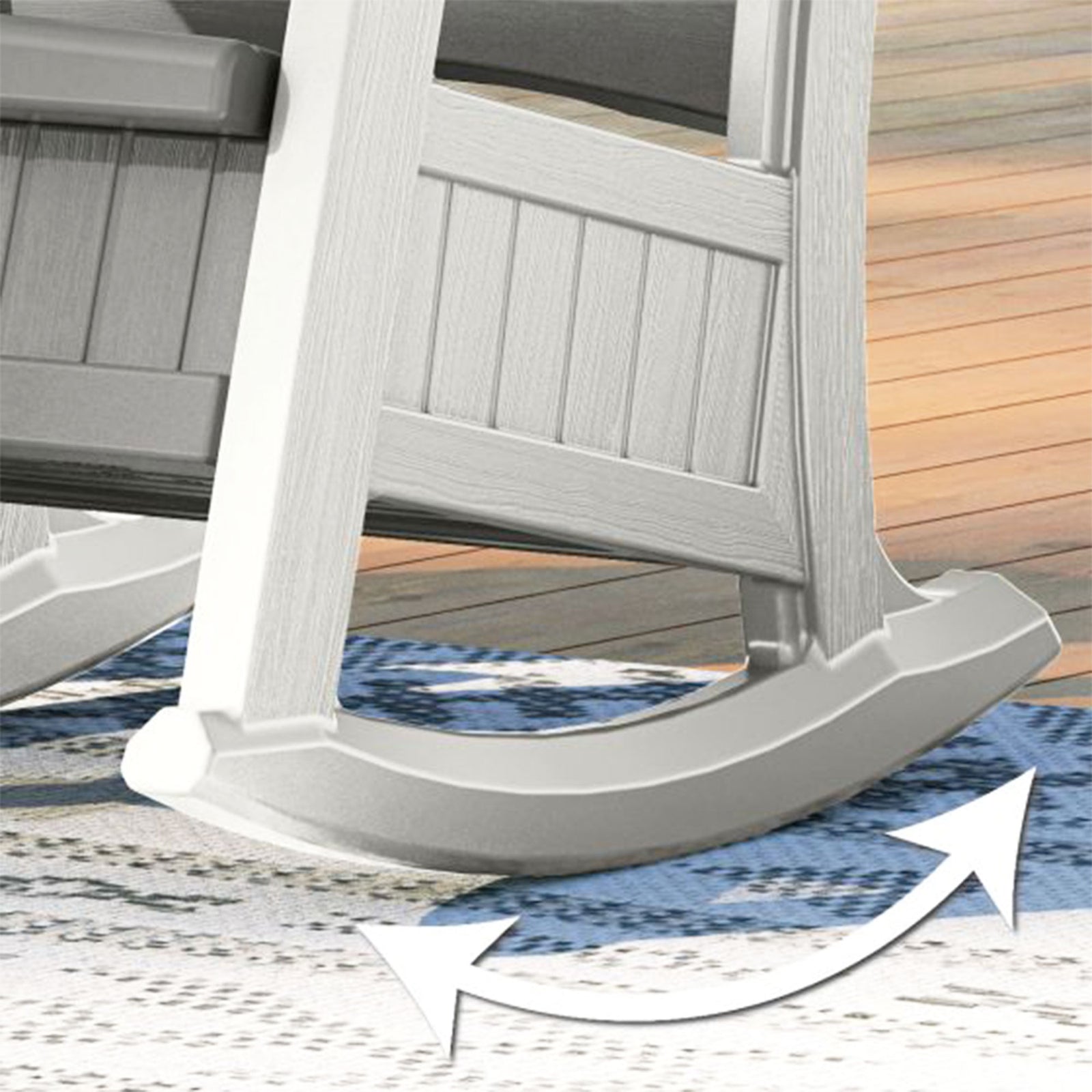 Suncast Outdoor Portable Patio/Porch Rocking Chair w/ In Seat Storage, Dove Gray - VMInnovations