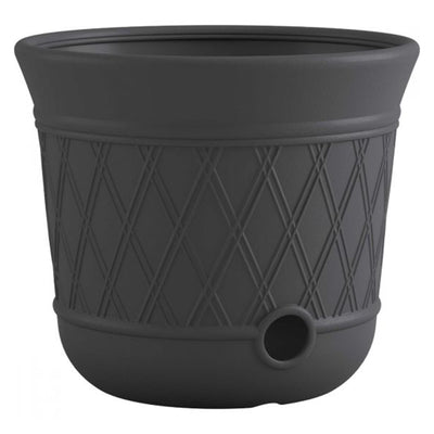 Suncast 14 x 12" Resin Decorative Hideaway Outdoor Garden Hose Storage Pot, Gray - VMInnovations