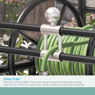Suncast Professional Portable 200 Foot Garden Hose Reel Cart with Wheels, Black - VMInnovations