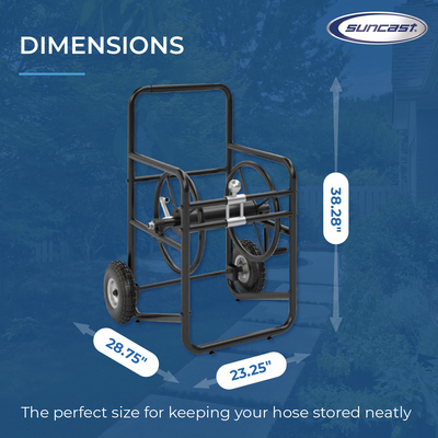 Suncast Professional Portable 200 Foot Garden Hose Reel Cart with Wheels, Black