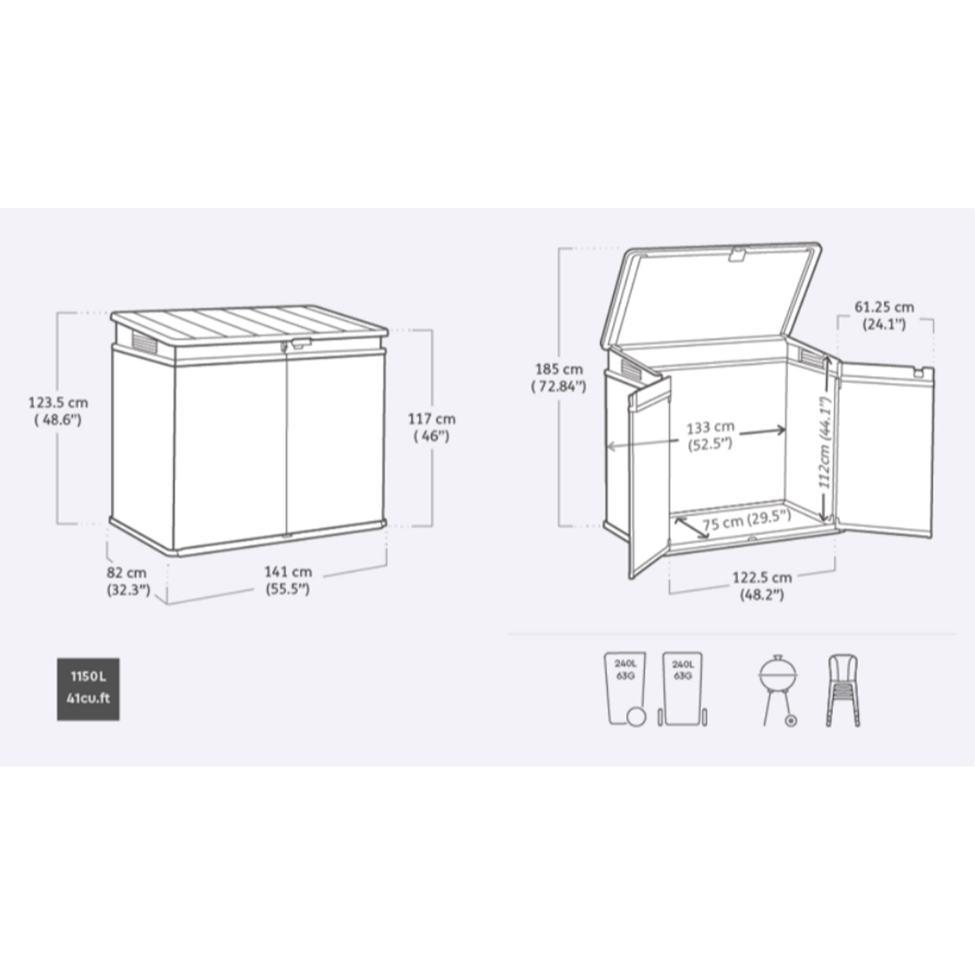 Keter Premier XL Outdoor All Weather Patio Garden Storage Tool Shed, Light Grey - VMInnovations