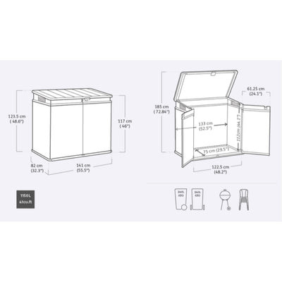 Keter Premier XL Outdoor All Weather Patio Garden Storage Tool Shed, Light Grey - VMInnovations