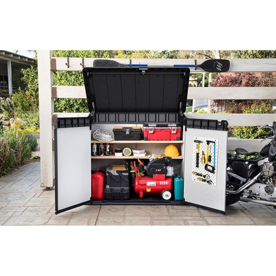 Keter Premier XL Outdoor All Weather Patio Garden Storage Tool Shed, Light Grey - VMInnovations