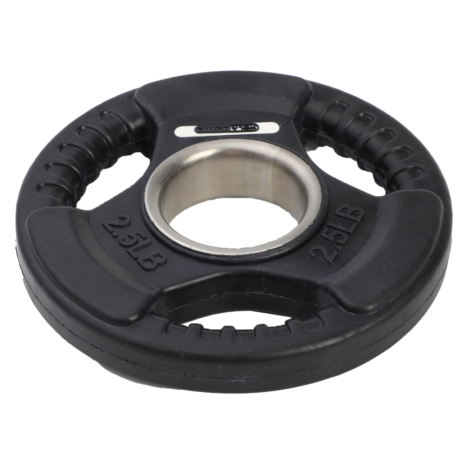HolaHatha 2.5 Pound Olympic Rubber Coated Weight Plate w/Tri Grip Handle, Black - VMInnovations
