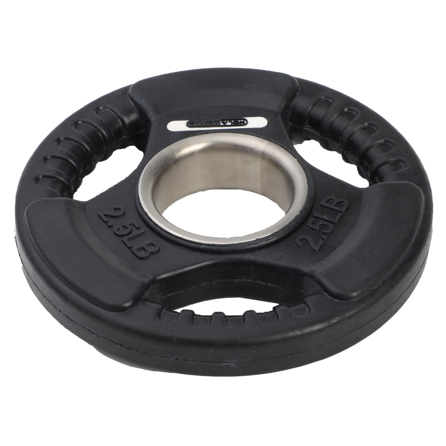 HolaHatha 2.5lb Olympic Rubber Coated Plate w/Tri Grip Handle, Black (Open Box) - VMInnovations