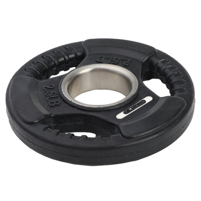 HolaHatha 2.5lb Olympic Rubber Coated Plate w/Tri Grip Handle, Black (Open Box) - VMInnovations