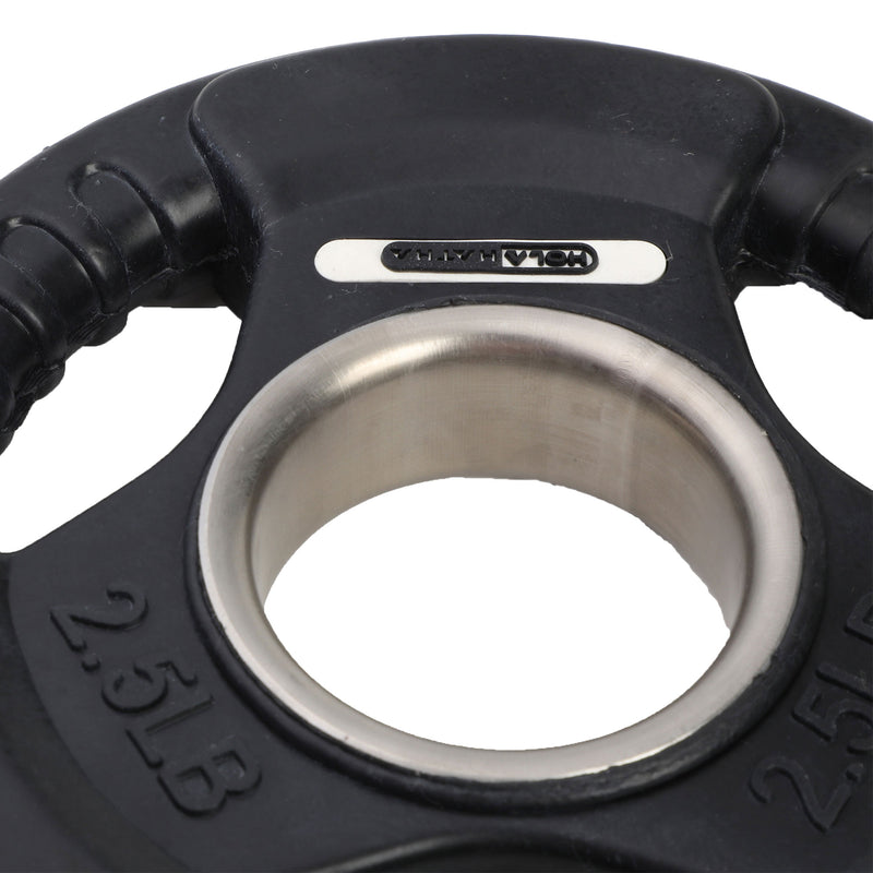 HolaHatha 2.5 Pound Olympic Rubber Coated Weight Plate w/Tri Grip Handle, Black
