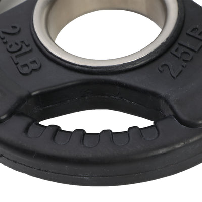 HolaHatha 2.5lb Olympic Rubber Coated Plate w/Tri Grip Handle, Black (Open Box) - VMInnovations