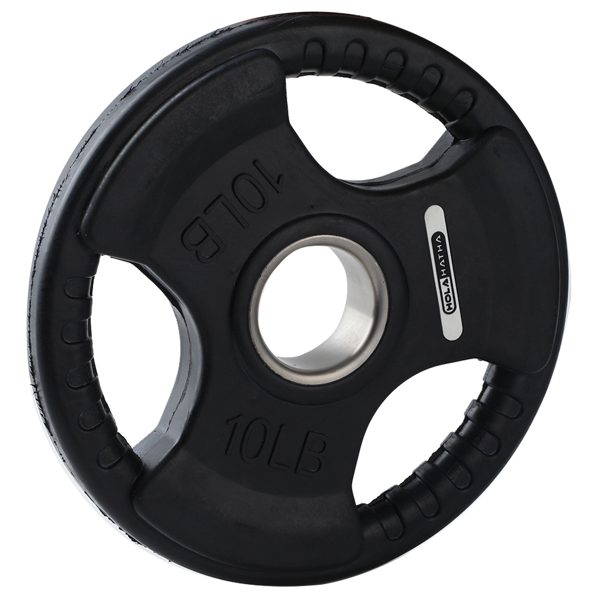 HolaHatha 10lb Olympic Rubber Coated Weight Plates w/ Tri Grip Handle (Set of 2) - VMInnovations