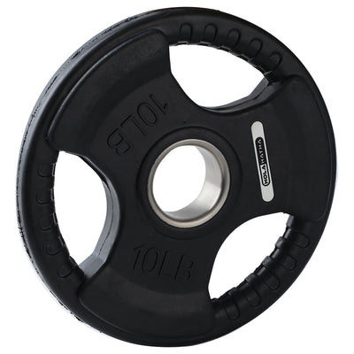 HolaHatha 10lb Olympic Rubber Coated Weight Plates w/ Tri Grip Handle (Set of 2) - VMInnovations