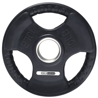 HolaHatha 10lb Olympic Rubber Coated Weight Plates w/ Tri Grip Handle (Set of 2) - VMInnovations