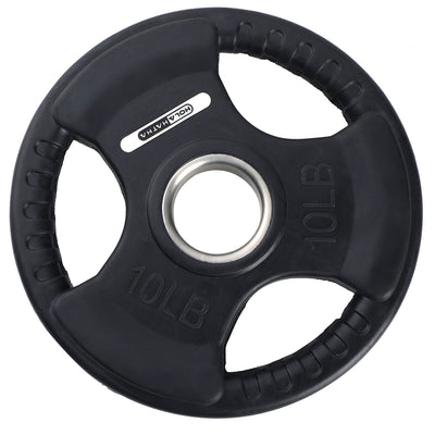 HolaHatha 10lb Olympic Rubber Coated Weight Plates w/ Tri Grip Handle (Set of 2) - VMInnovations