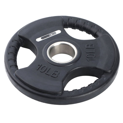 HolaHatha 10lb Olympic Rubber Coated Weight Plates w/ Tri Grip Handle (Set of 2) - VMInnovations