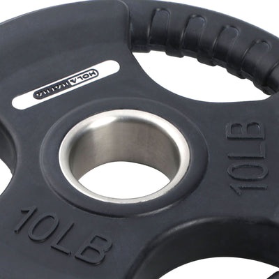 HolaHatha 10lb Olympic Rubber Coated Weight Plates w/ Tri Grip Handle (Set of 2) - VMInnovations