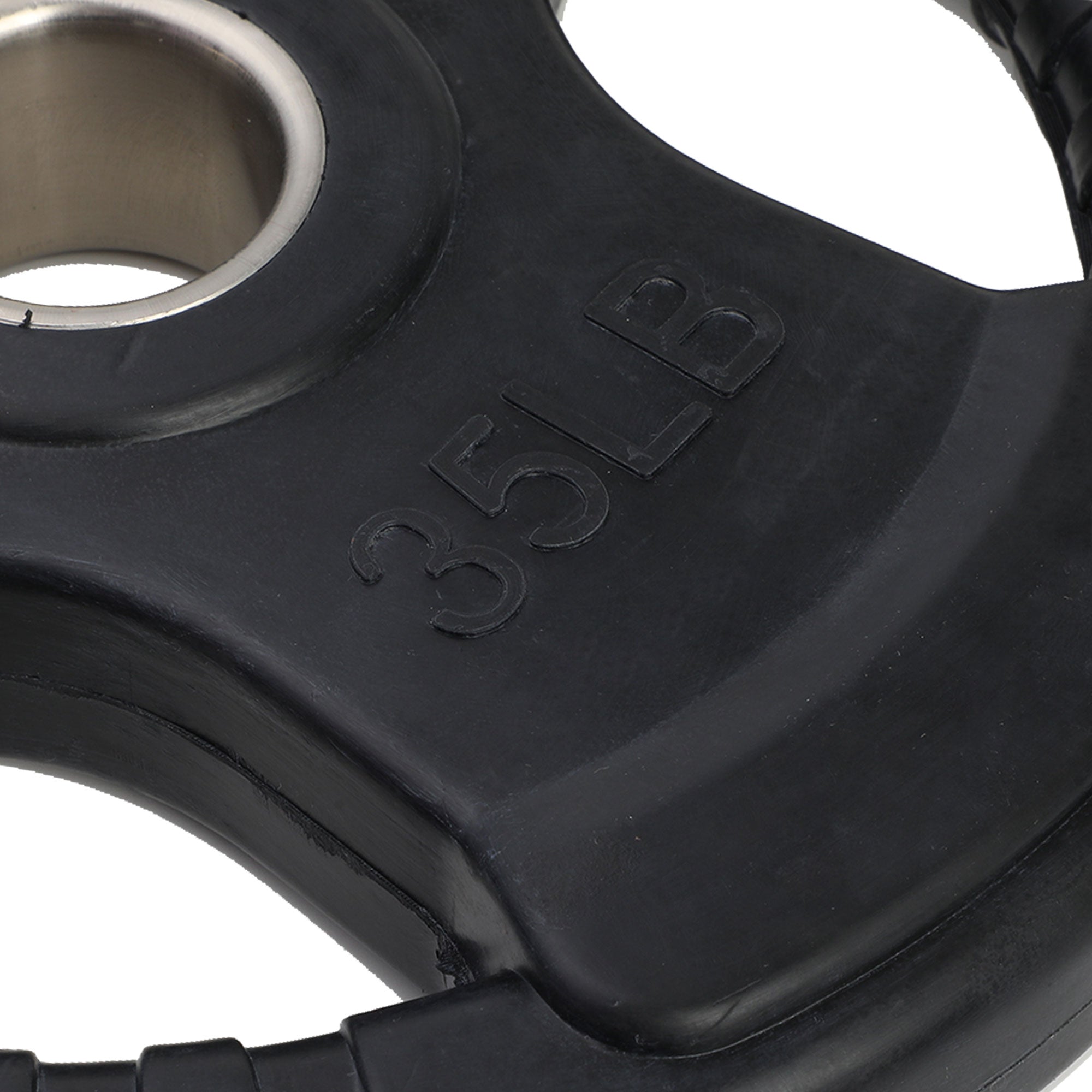 HolaHatha 35 Pound Olympic Rubber Coated Weight Plate w/Tri Grip Handle, Black - VMInnovations