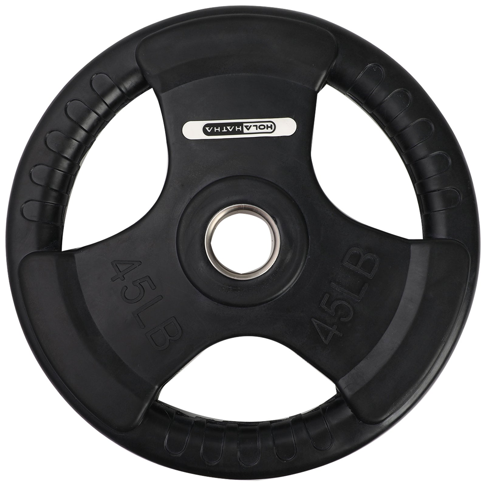HolaHatha 45lb Olympic Rubber Coated Weight Plate w/Tri Grip Handle (Open Box) - VMInnovations