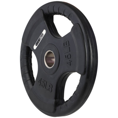 HolaHatha 45lb Olympic Rubber Coated Weight Plate w/Tri Grip Handle (Open Box) - VMInnovations
