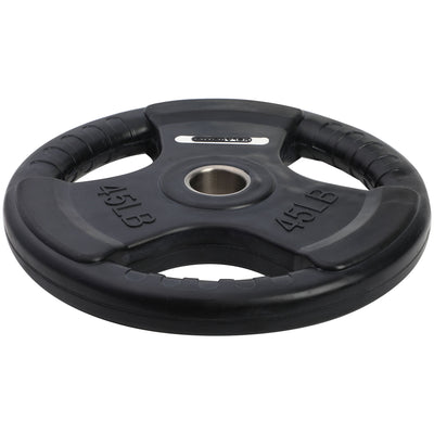 HolaHatha 45lb Olympic Rubber Coated Weight Plate w/Tri Grip Handle (Open Box) - VMInnovations