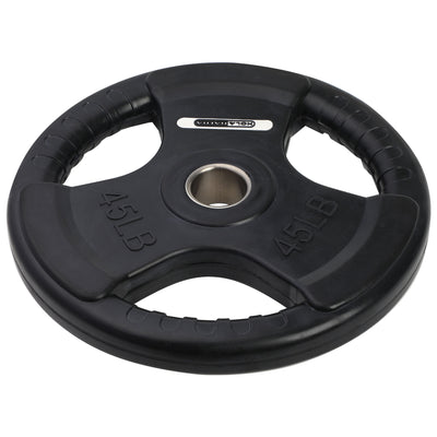 HolaHatha 45lb Olympic Rubber Coated Weight Plate w/Tri Grip Handle (Open Box) - VMInnovations