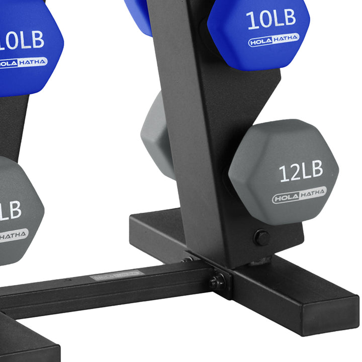 HolaHatha 3, 5, 8, 10, & 12lb Neoprene Hexagon Weight Set w/Stand (Open Box)