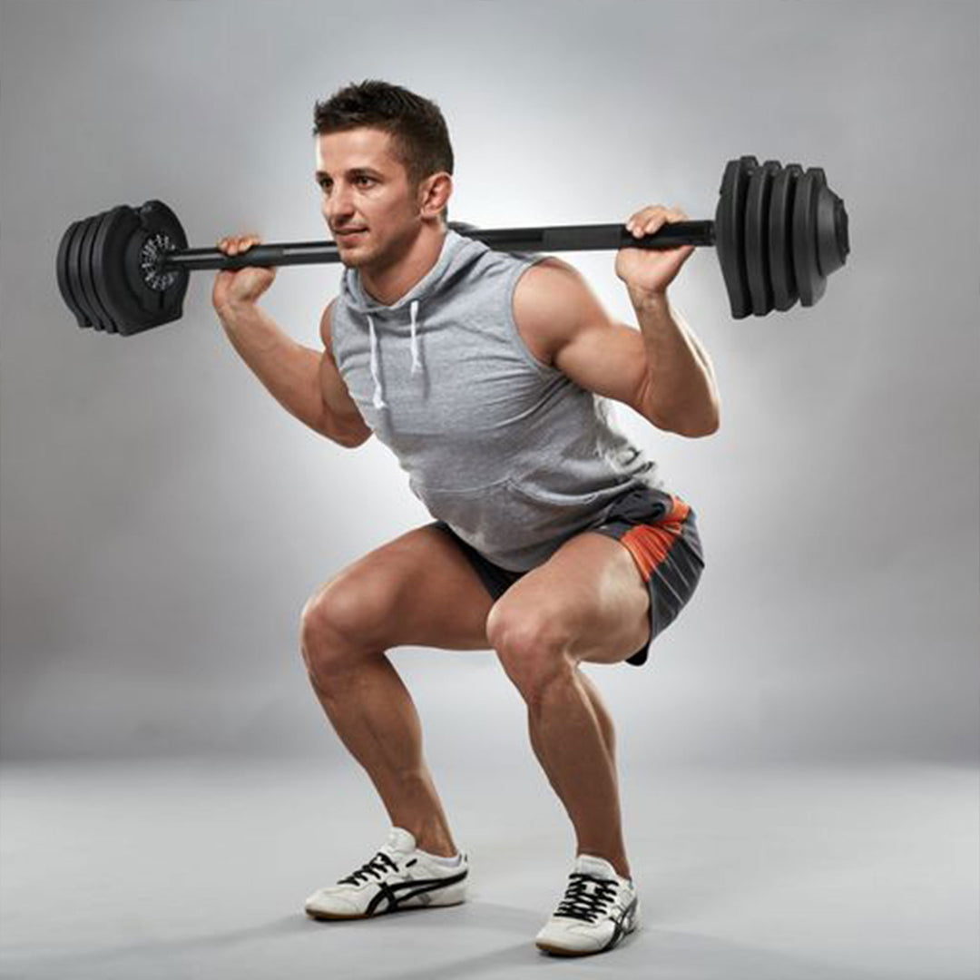 HolaHatha 3-in-1 Home Gym Workout Dumbbell Set Equipment, Black (Open Box) - VMInnovations