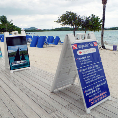 Plasticade Signicade Folding Sidewalk Double Sided Sign Stand, White (3 Pack)