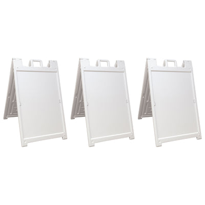 Plasticade Deluxe Signicade Folding Double Sided Sign Stand, White (3 Pack) - VMInnovations