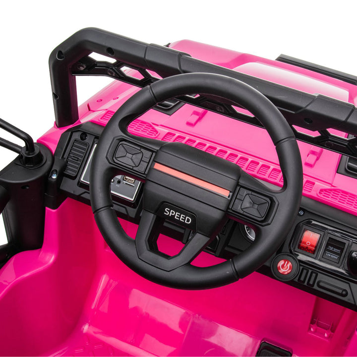 DAKOTT 12V Ride On Truck Electric Off Road Car w/Remote Control for Kids, Pink