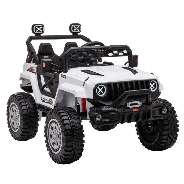 DAKOTT 12V Ride On Truck Electric Off Road Car w/Remote Control for Kids, White