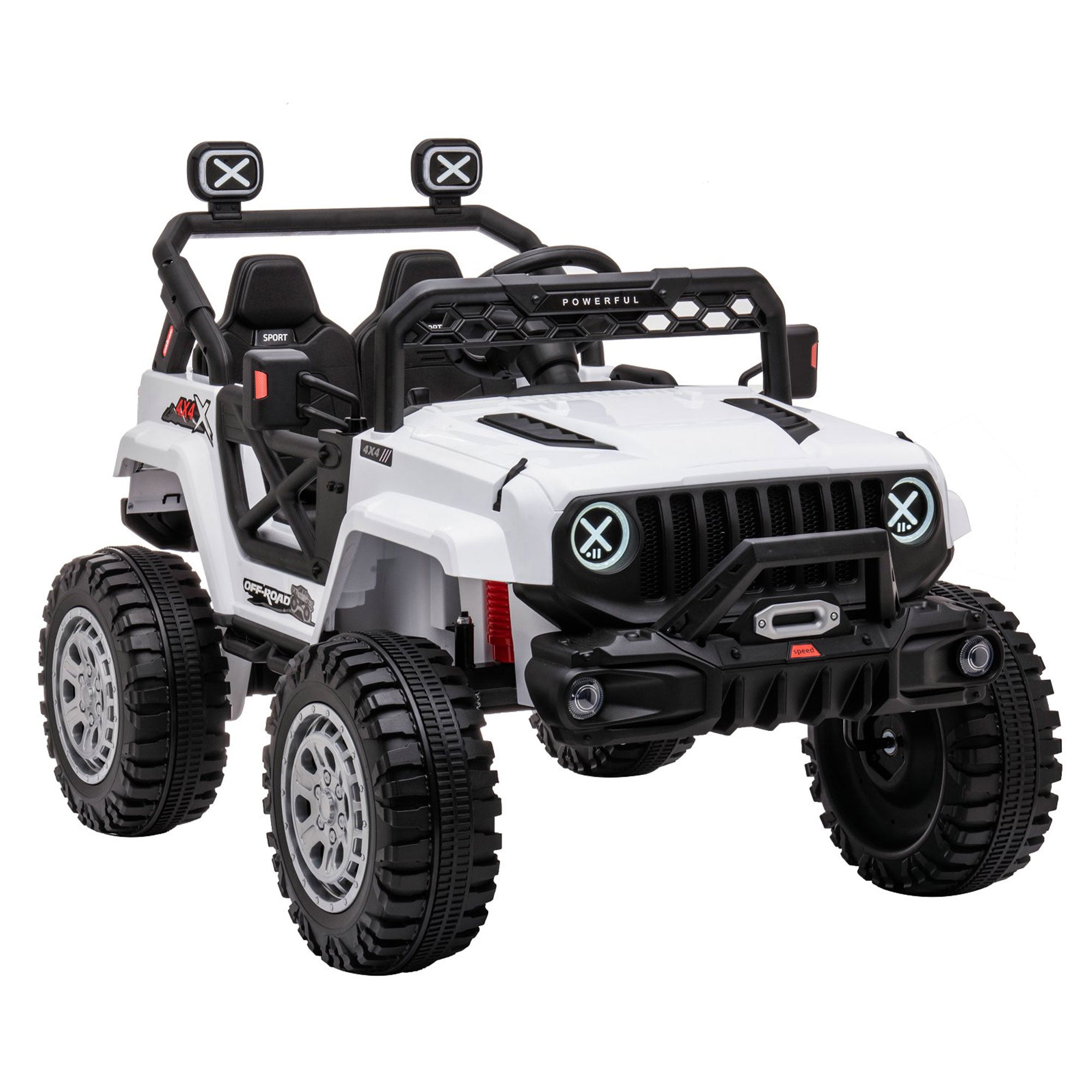 DAKOTT 12V Ride On Truck Electric Off Road Car w/Remote Control, White(Open Box) - VMInnovations