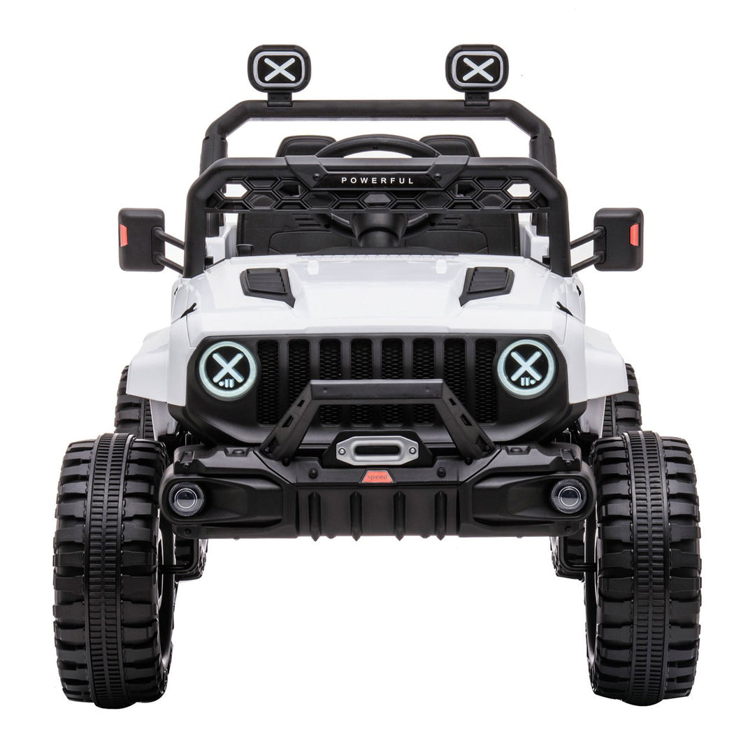 DAKOTT 12V Ride On Truck Electric Off Road Car w/Remote Control for Kids, White