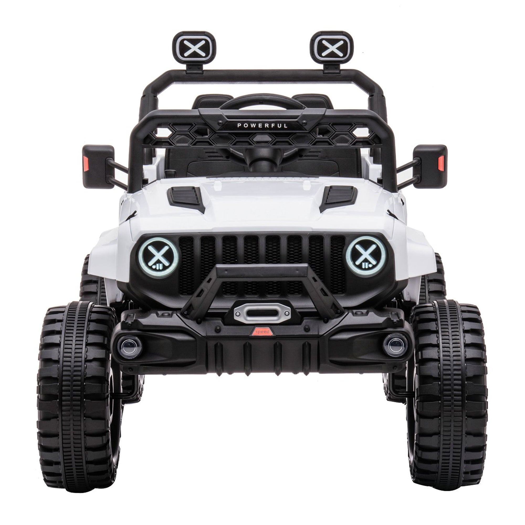 DAKOTT 12V Ride On Truck Electric Off Road Car w/Remote Control for Kids, White - VMInnovations