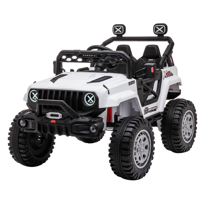 DAKOTT 12V Ride On Truck Electric Off Road Car w/Remote Control for Kids, White