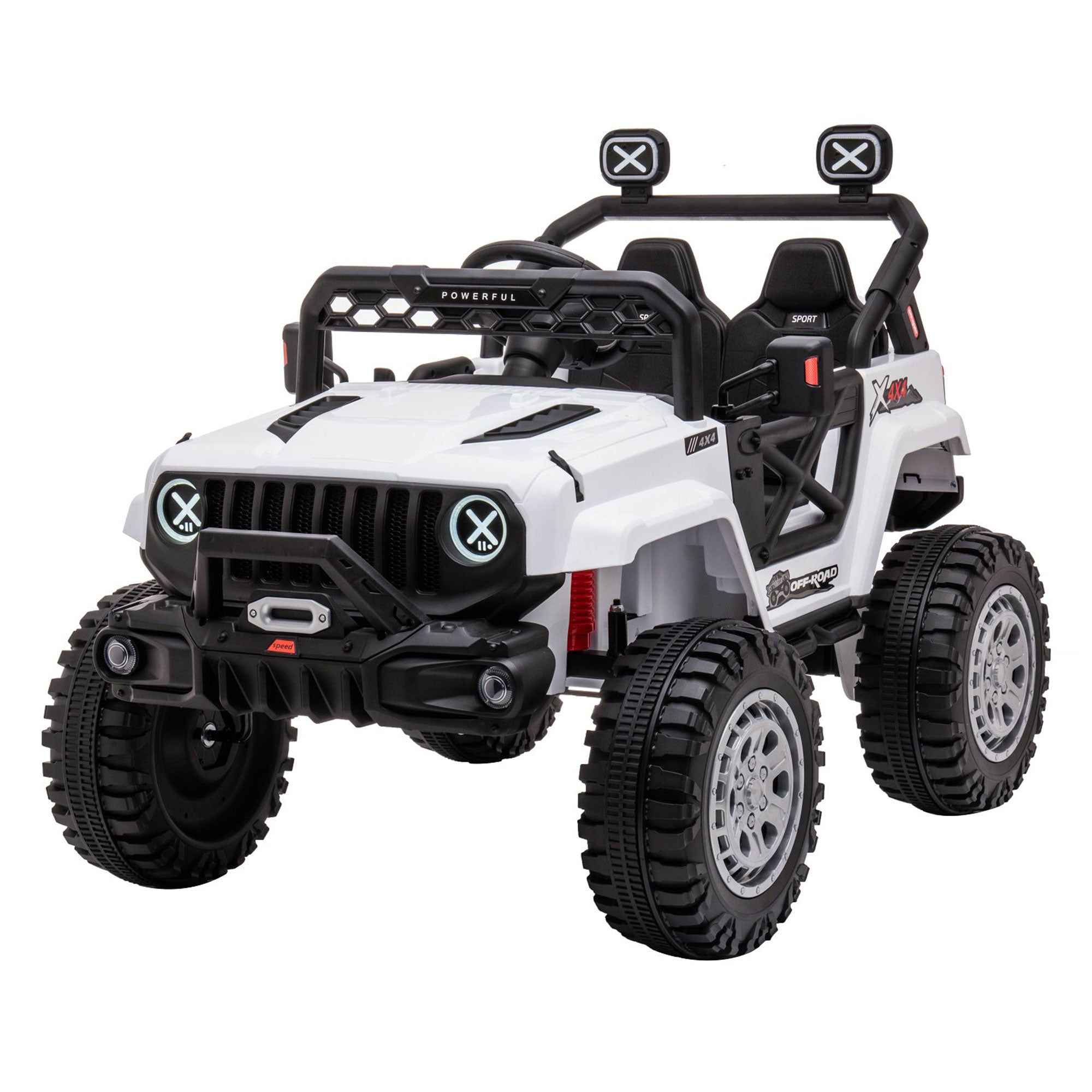 DAKOTT 12V Ride On Truck Electric Off Road Car w/Remote Control, White(Open Box) - VMInnovations