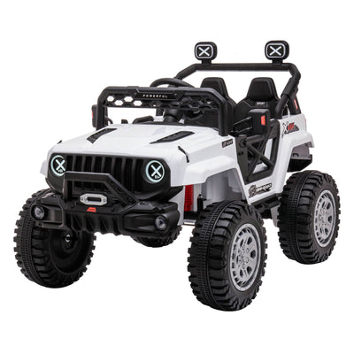 DAKOTT 12V Ride On Truck Electric Off Road Car w/Remote Control, White(Open Box) - VMInnovations